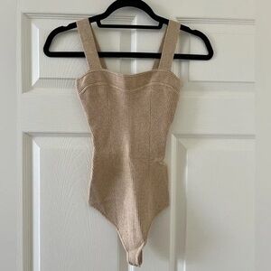 Abercrombie & Fitch Beige Tan Ribbed Sweater Bodysuit